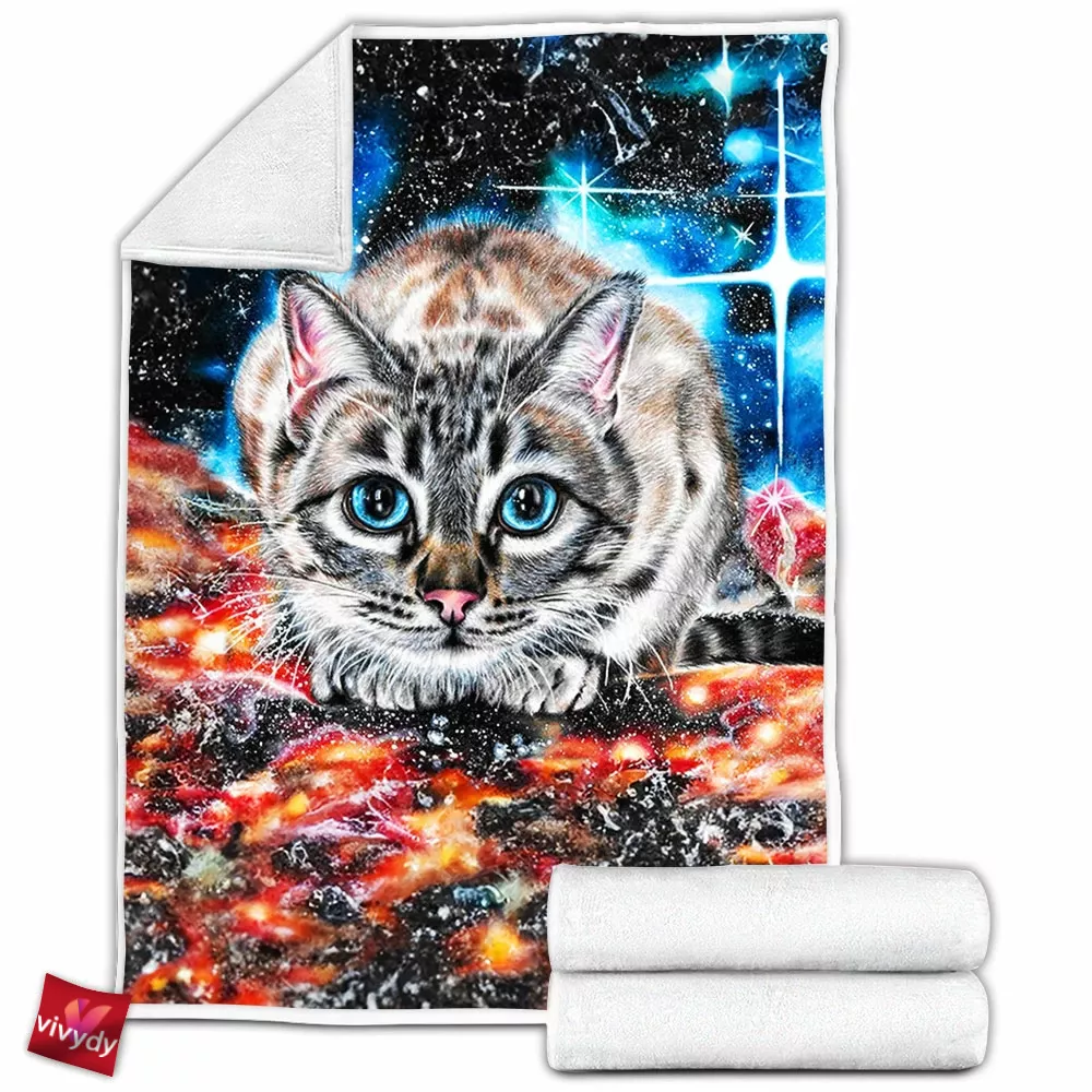 Space Cat Fleece Blanket