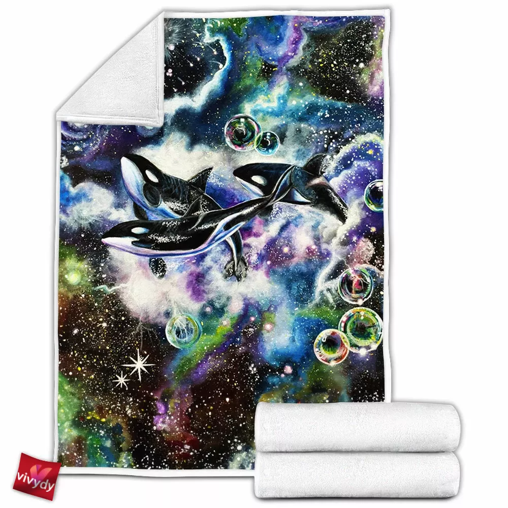 Galaxy Dolphins Fleece Blanket