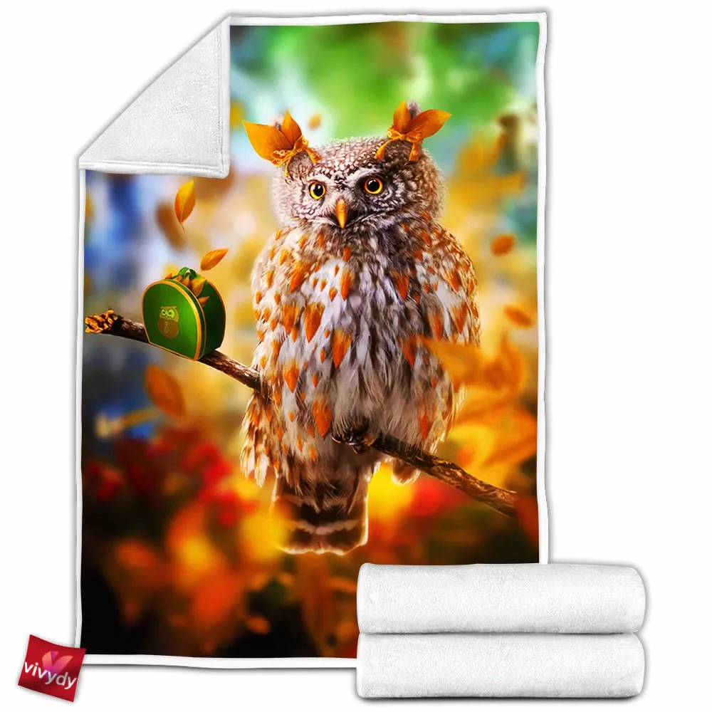 Autumn Owl Fleece Blanket