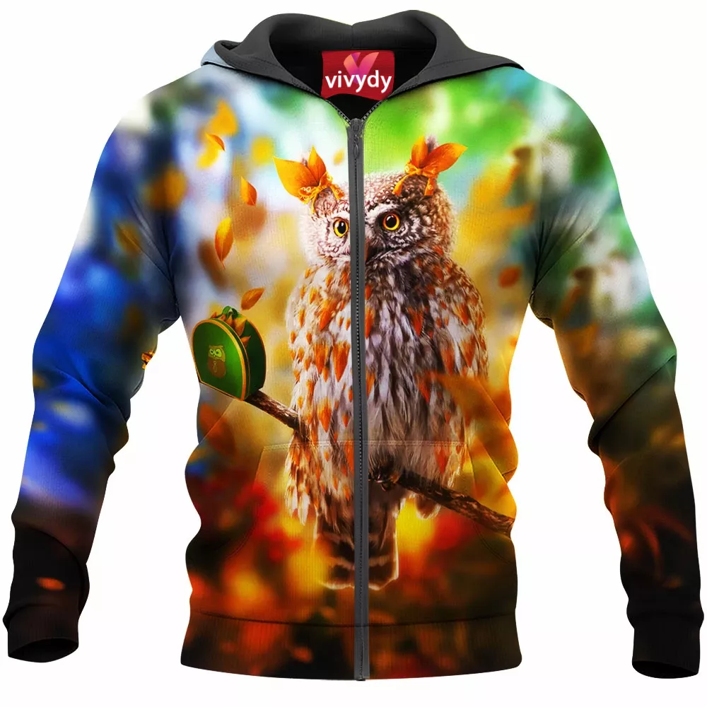 Autumn Owl Zip Hoodie