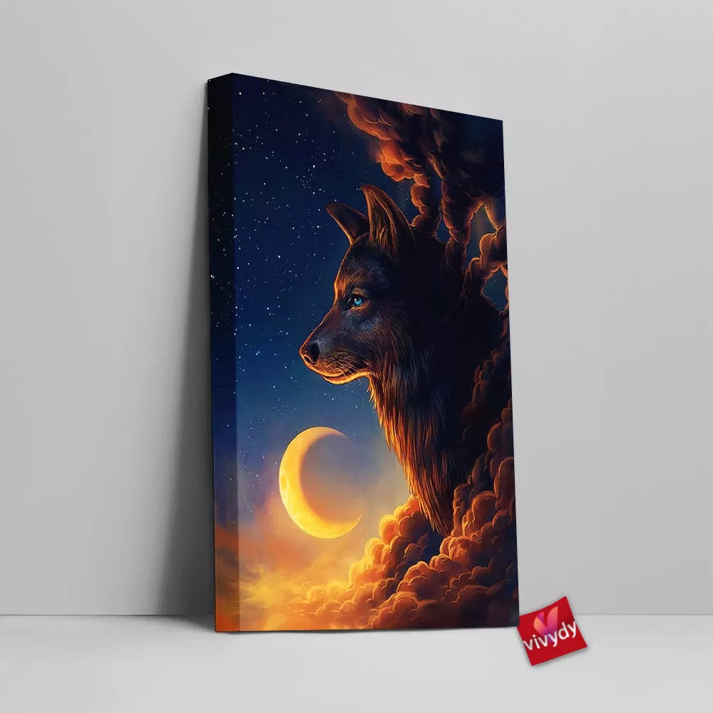 Night Guardian Wolf Canvas Wall Art