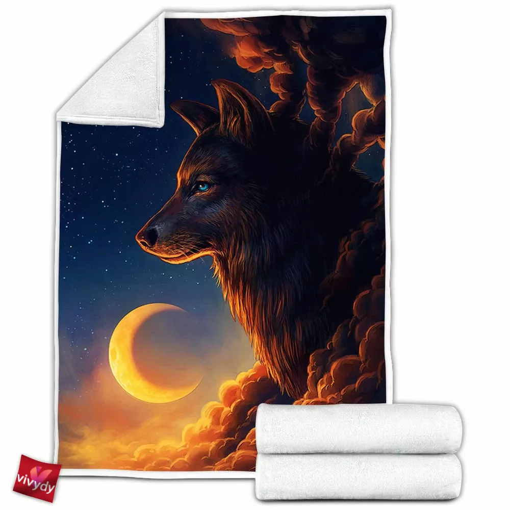 Night Guardian Wolf Fleece Blanket