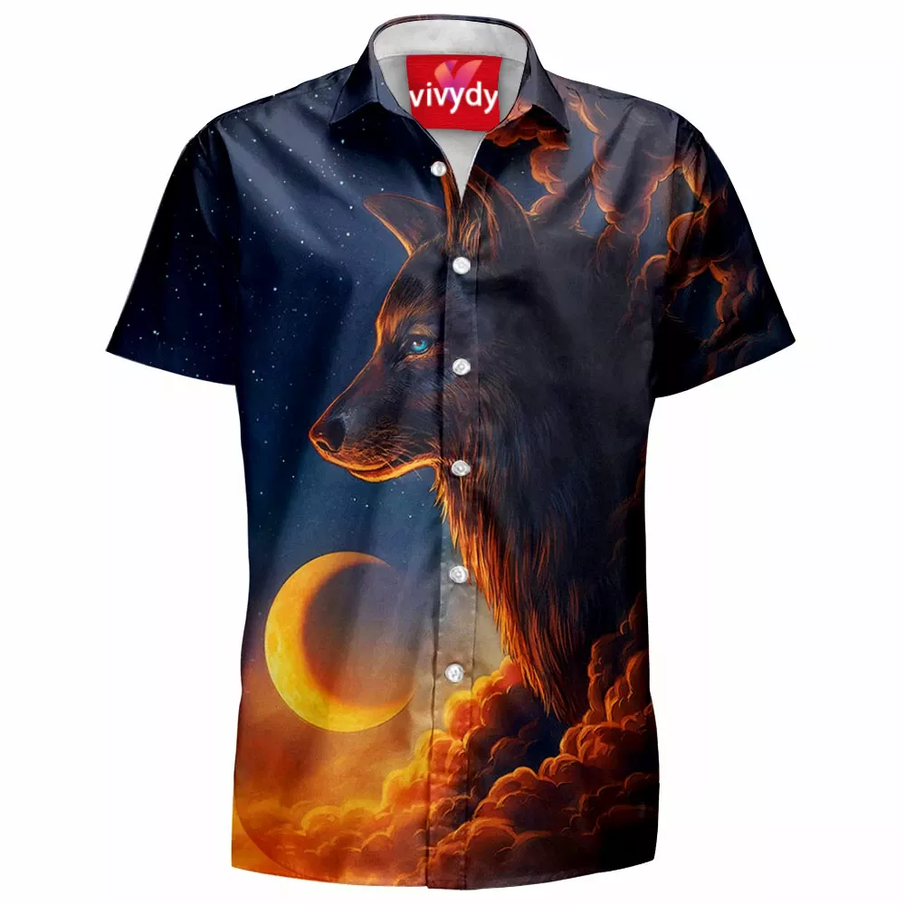 Night Guardian Wolf Hawaiian Shirt