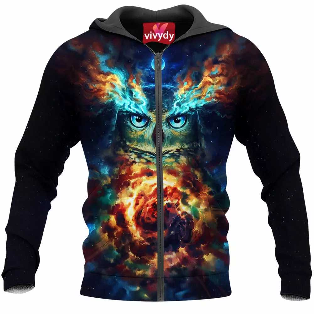 Galaxy Owl Zip Hoodie