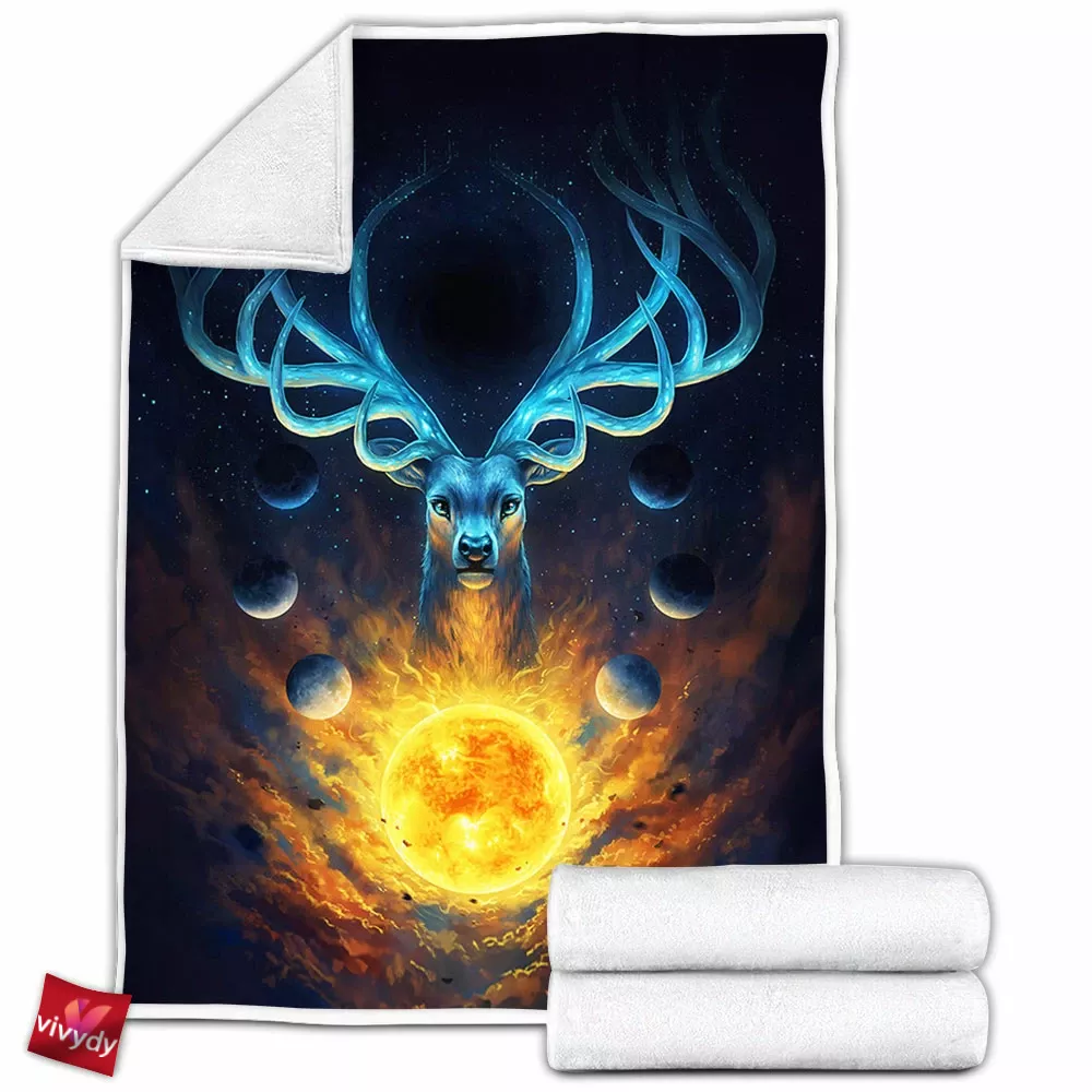 Galaxy Deer Fleece Blanket