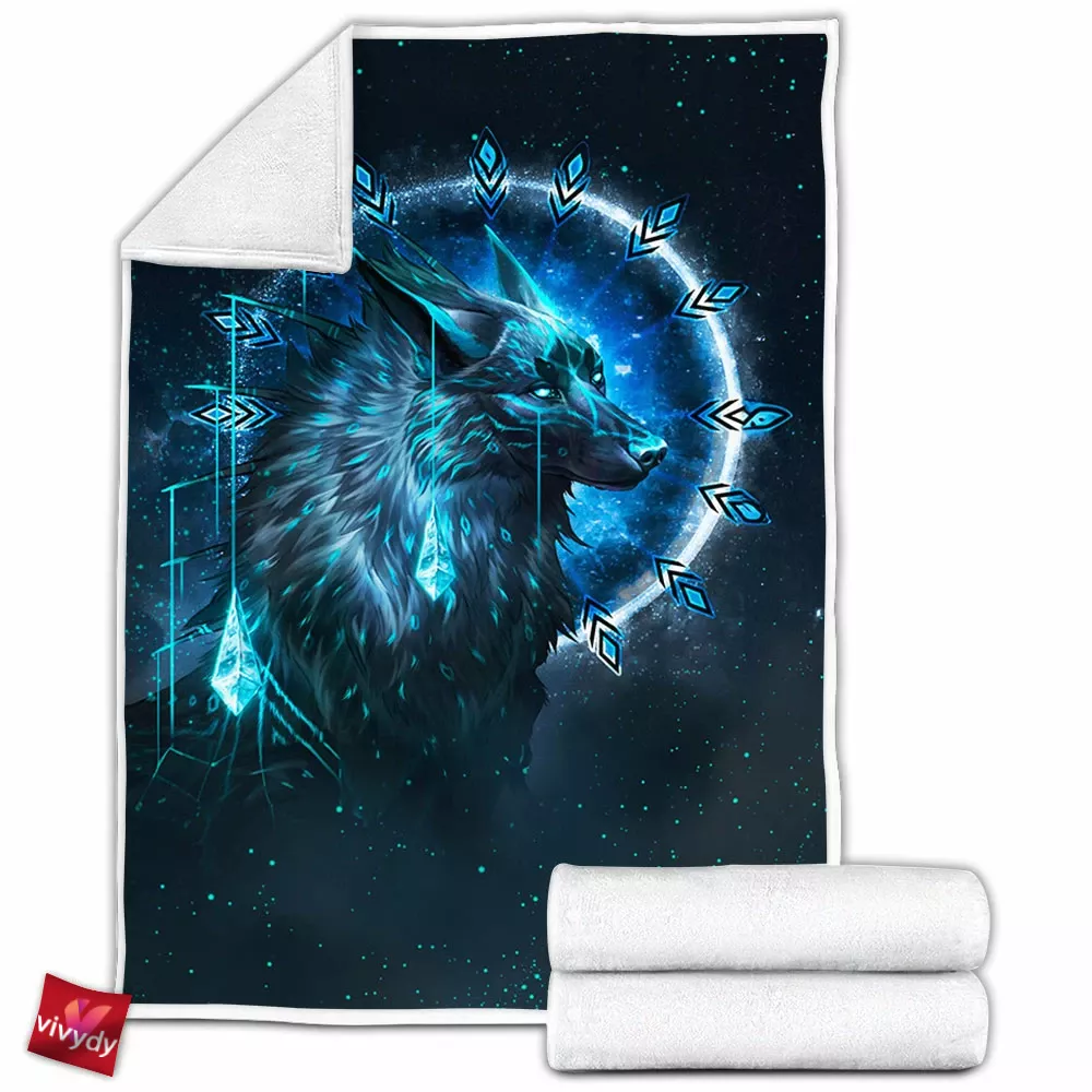 Black Wolf Fleece Blanket