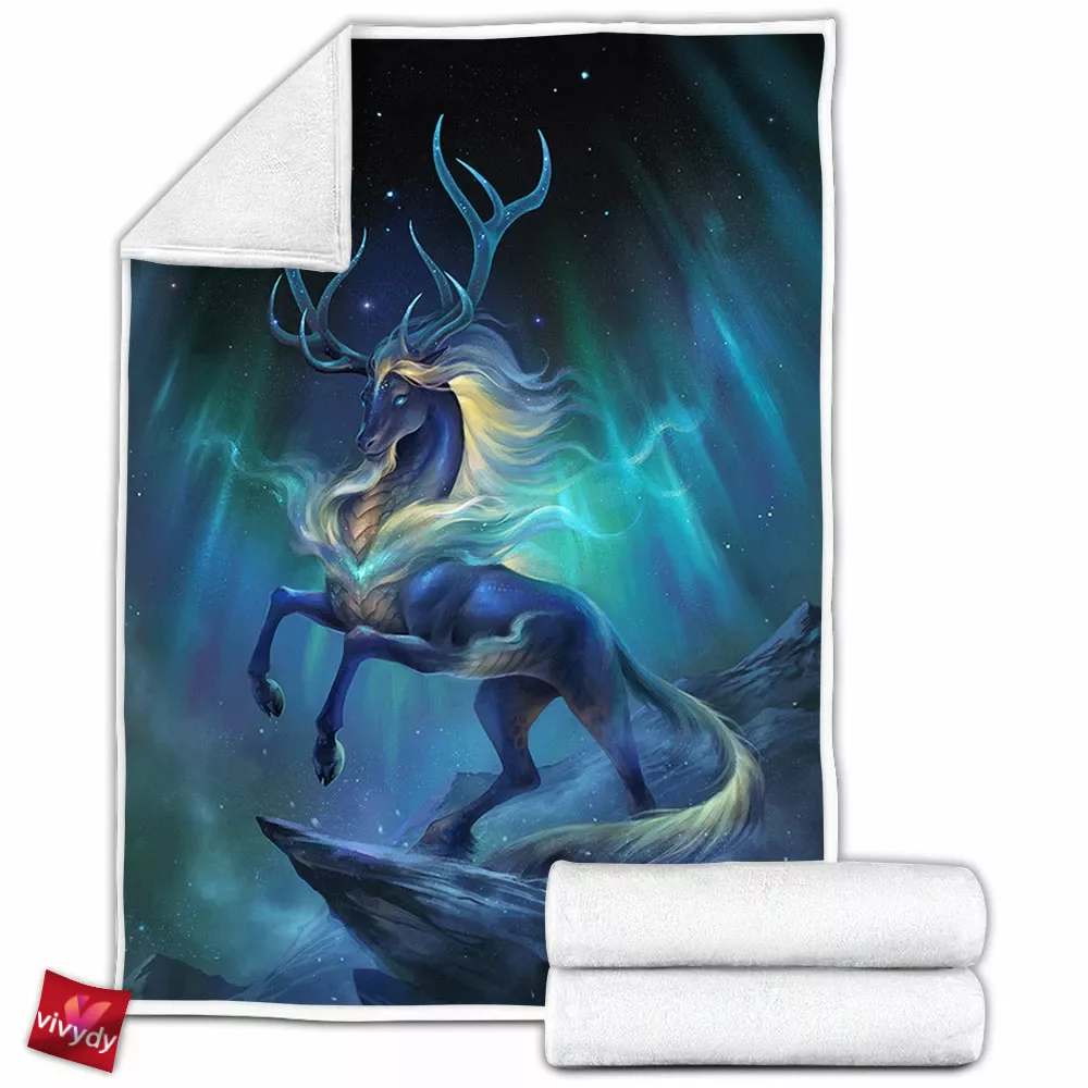 Aurora God Deer Fleece Blanket