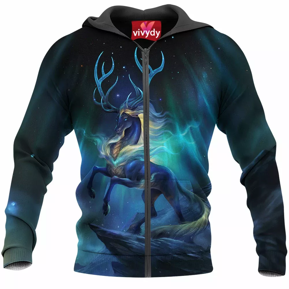 Aurora God Deer Zip Hoodie