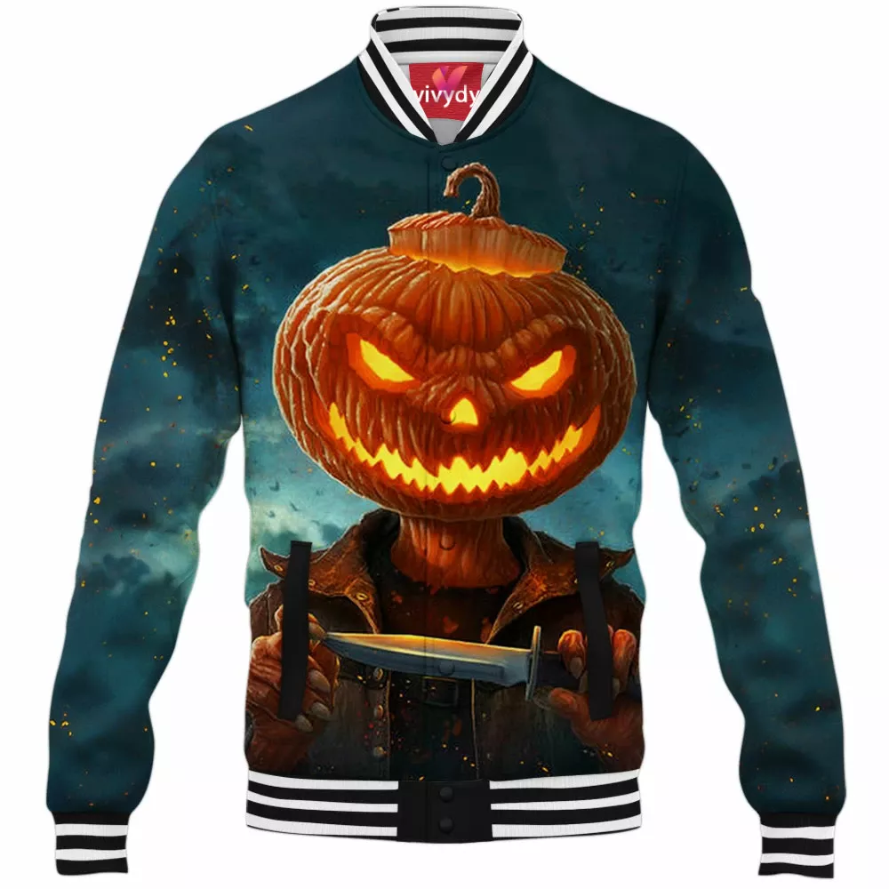 Pumpkin Head Baseball Jacket