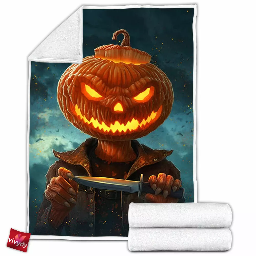 Pumpkin Head Fleece Blanket