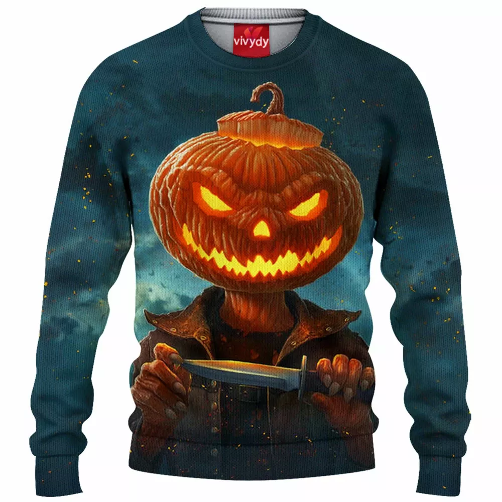 Pumpkin Head Knitted Sweater