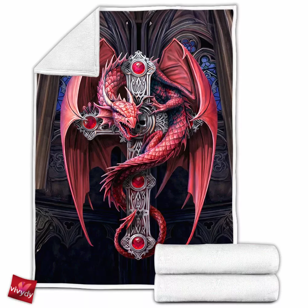 Gothic Dragon Fleece Blanket