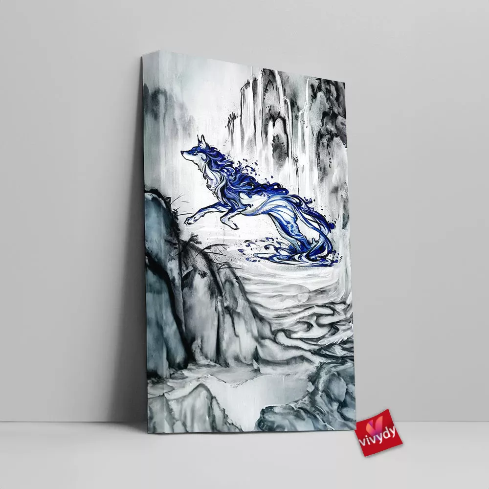 Water Wolf Canvas Wall Art