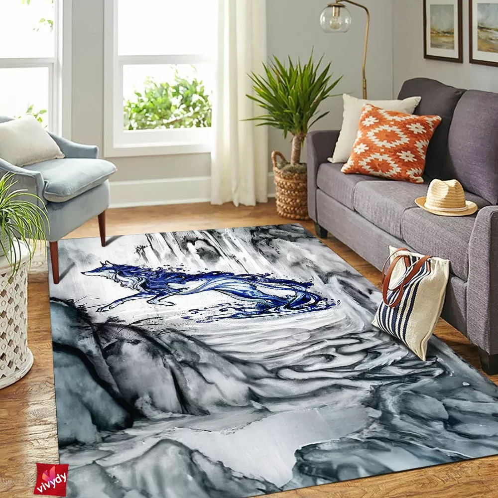 Water Wolf Rectangle Rug