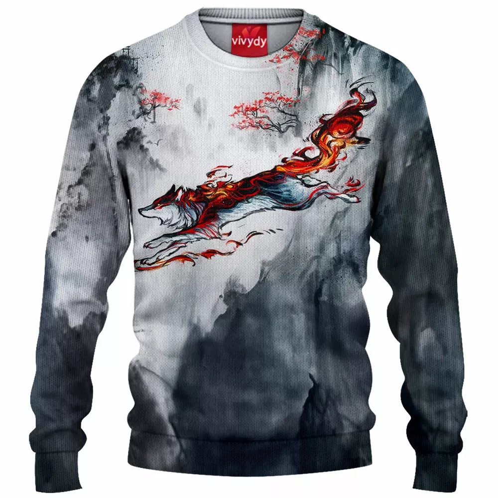 Fire Wolf Knitted Sweater