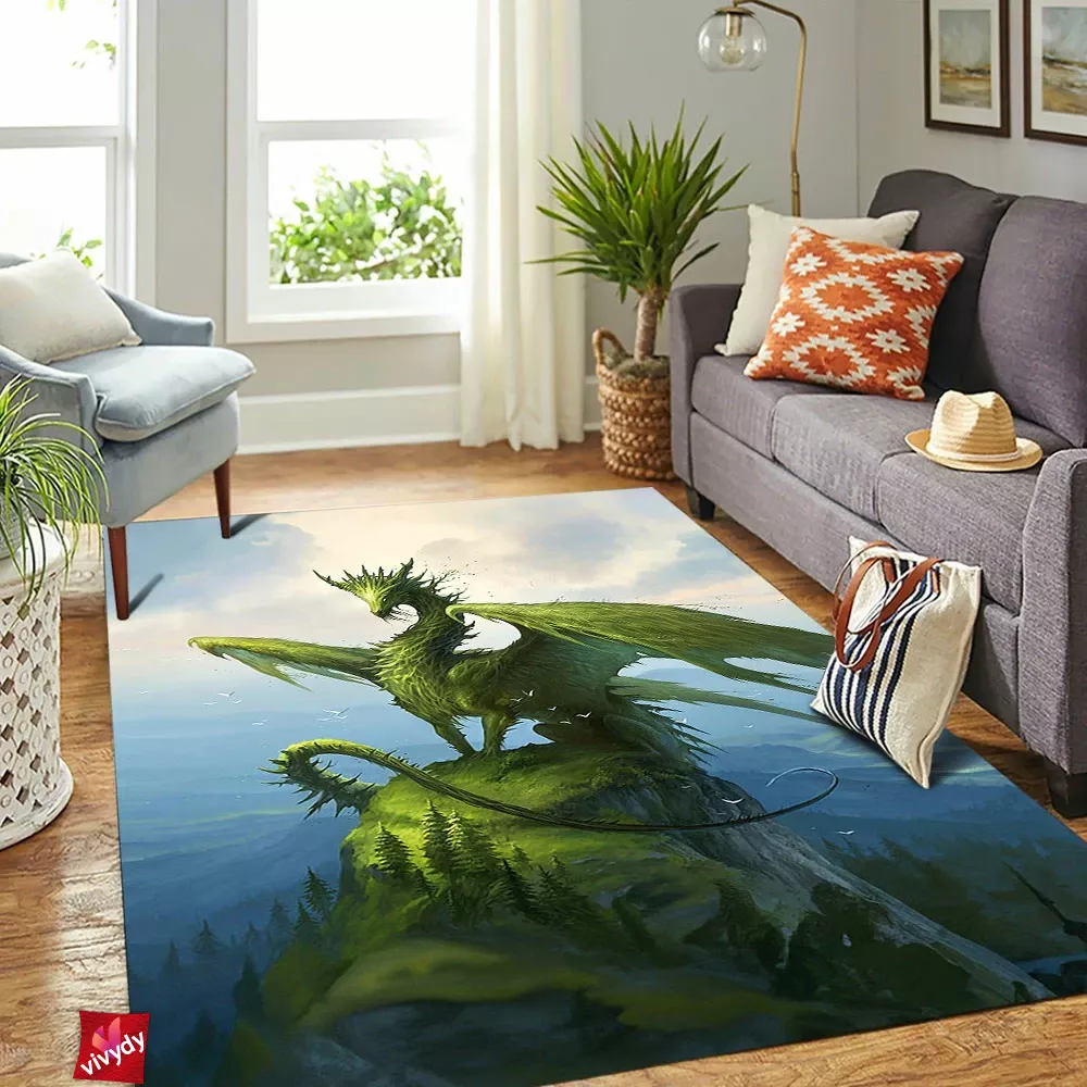 Green Dragon Rectangle Rug