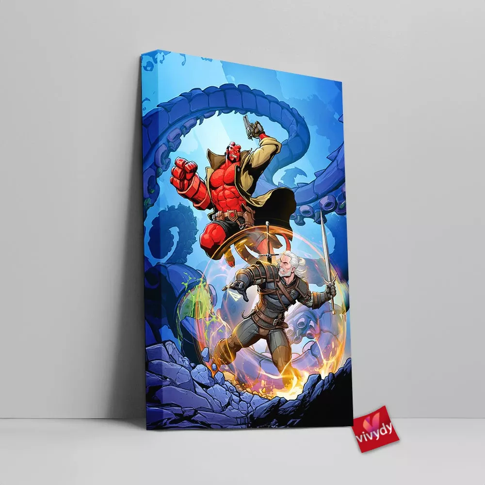 The Witcher Vs Hellboy Canvas Wall Art