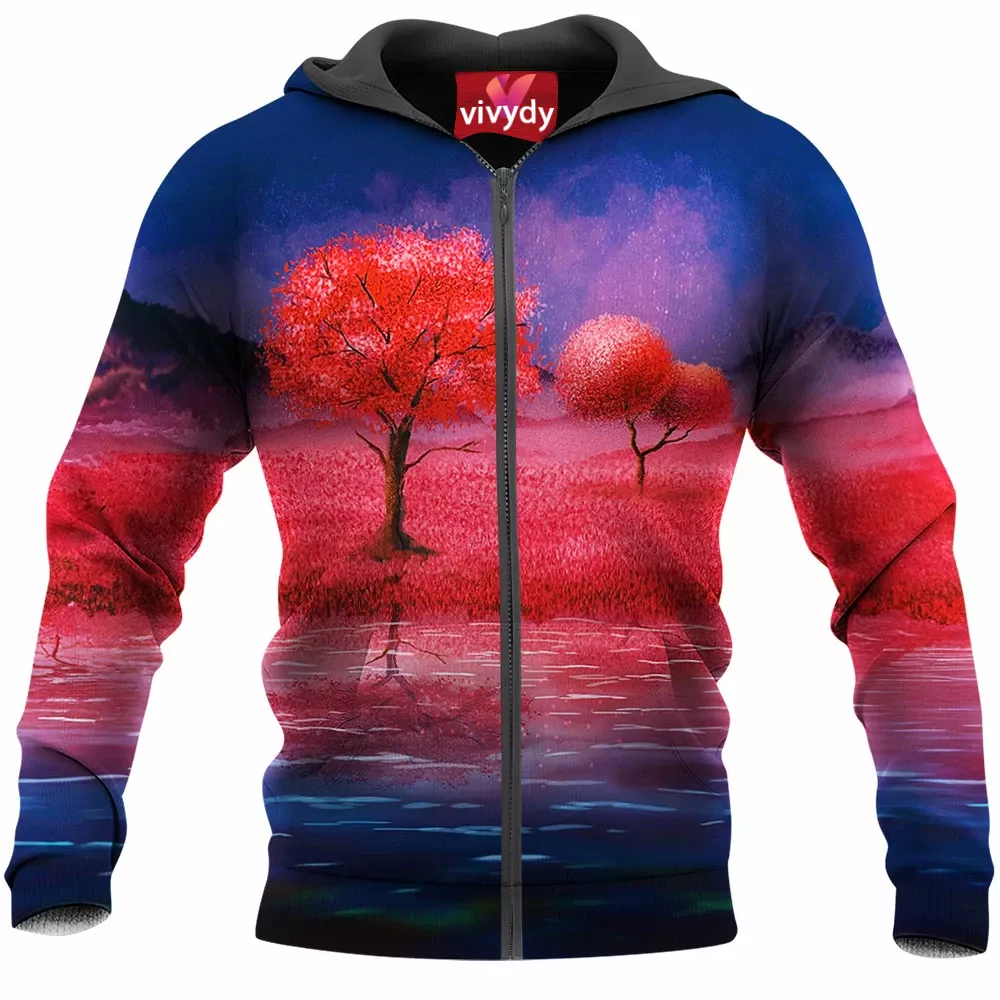 Crimson Nights Zip Hoodie