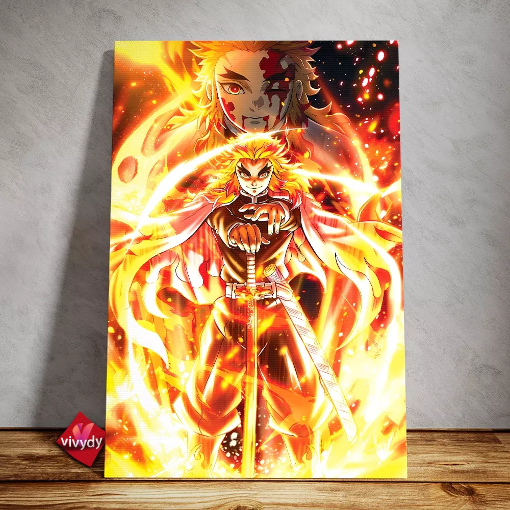 Demon Slayers Kyojuro Rengoku Canvas Wall Art