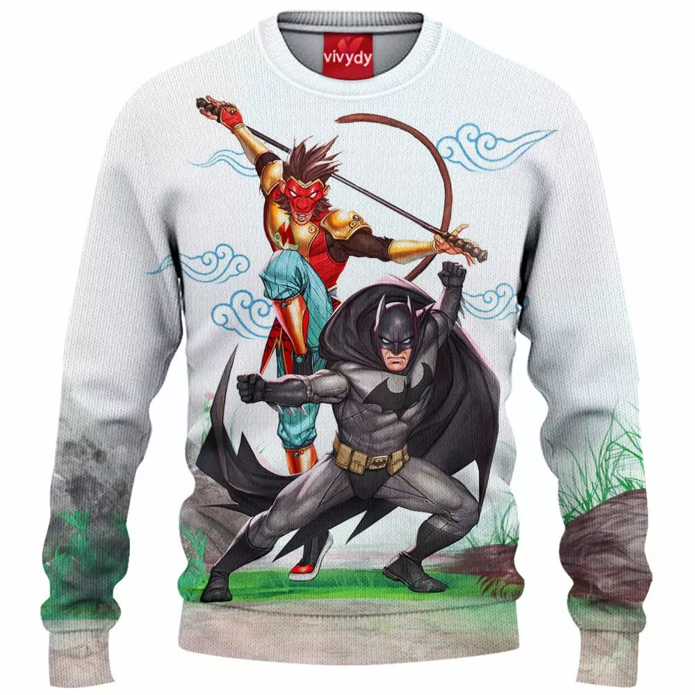 Monkey King And Batman Knitted Sweater