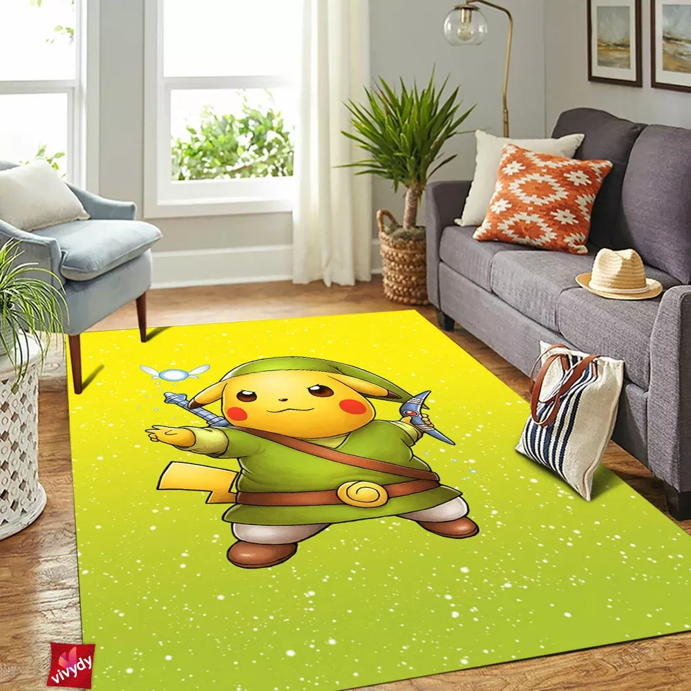 Link Pikachu Rectangle Rug