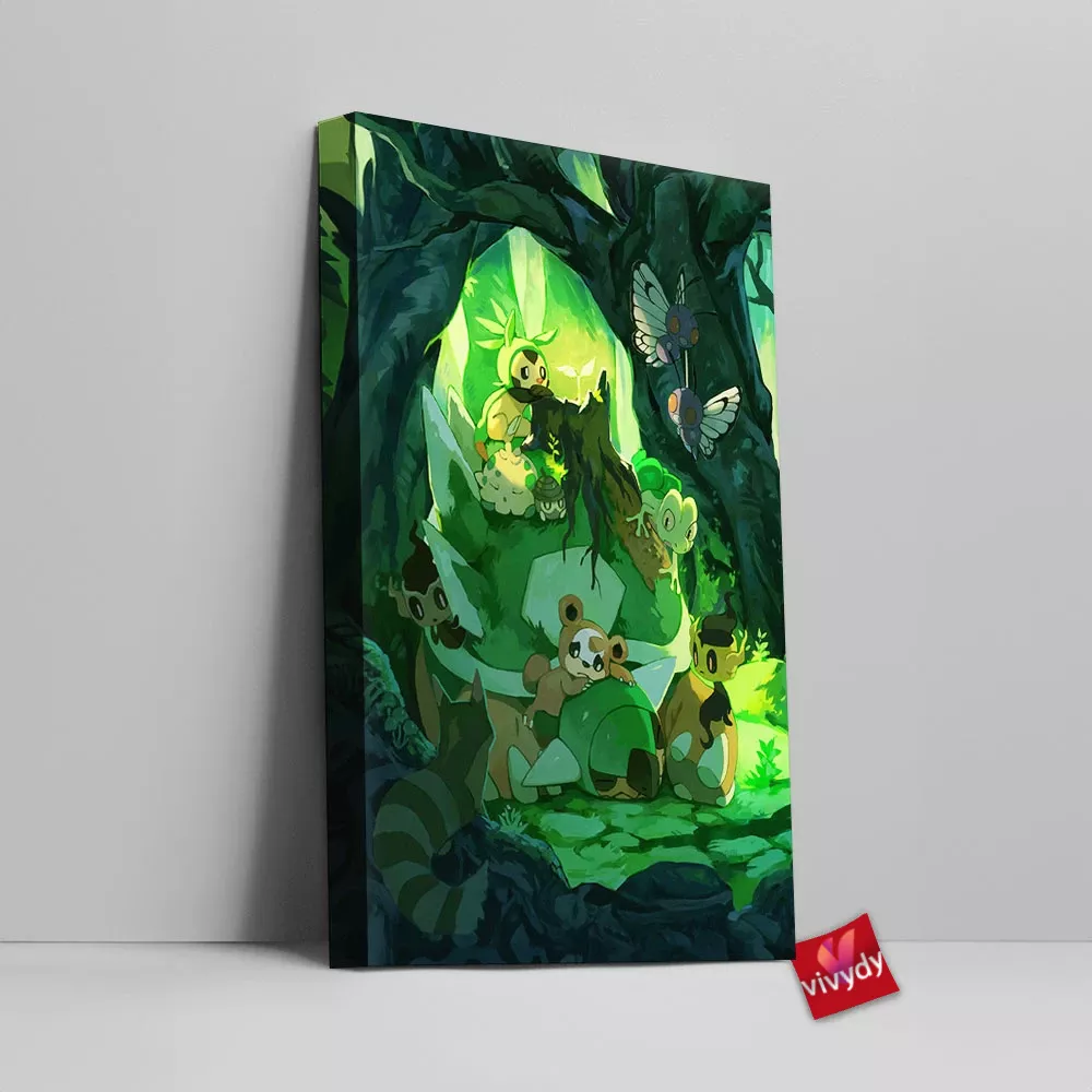 Green Pokemon Canvas Wall Art