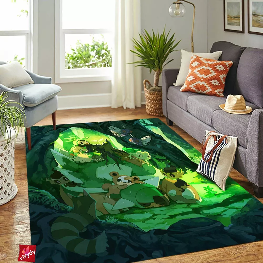 Green Pokemon Rectangle Rug