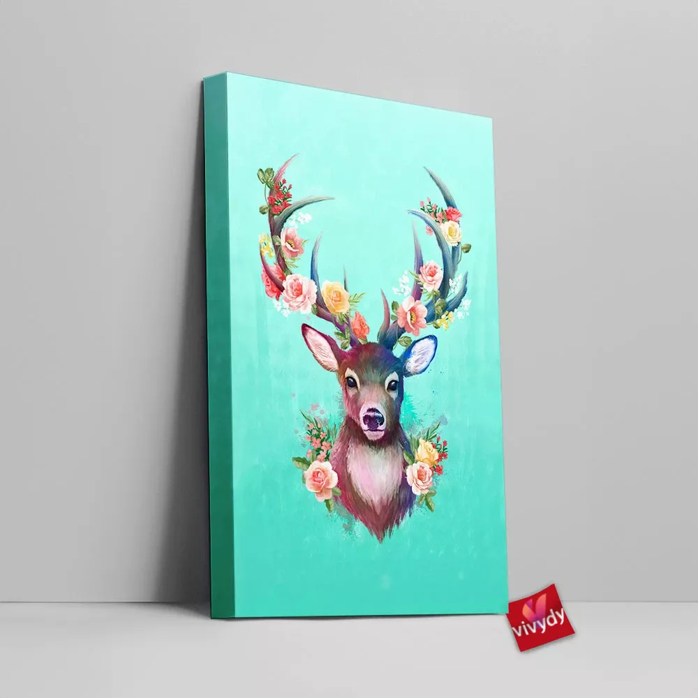 Deer Of Spring Canvas Wall Art