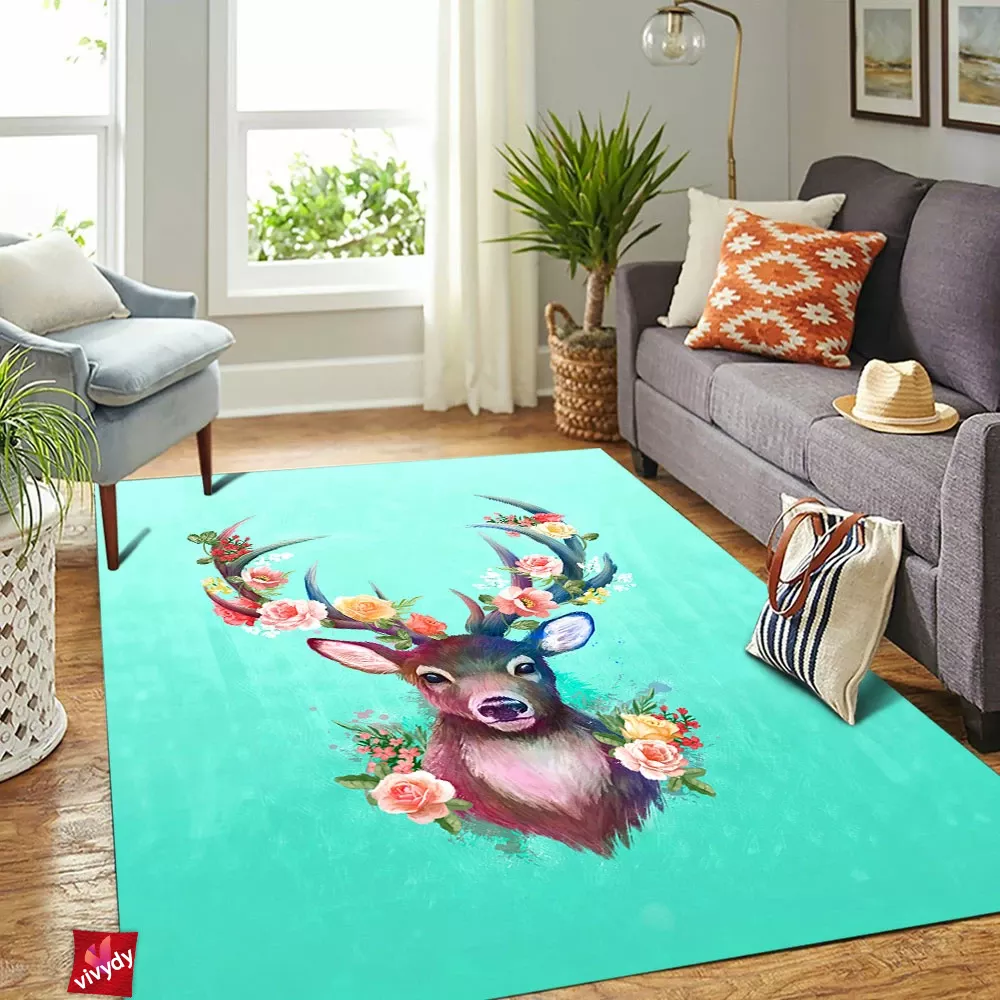 Deer Of Spring Rectangle Rug