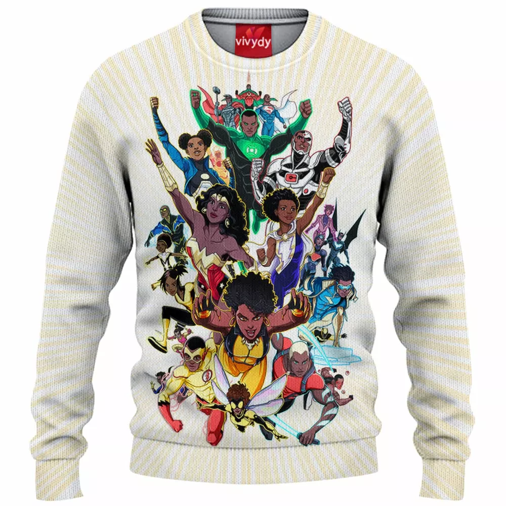 Black Superheroes Of The Comic Knitted Sweater