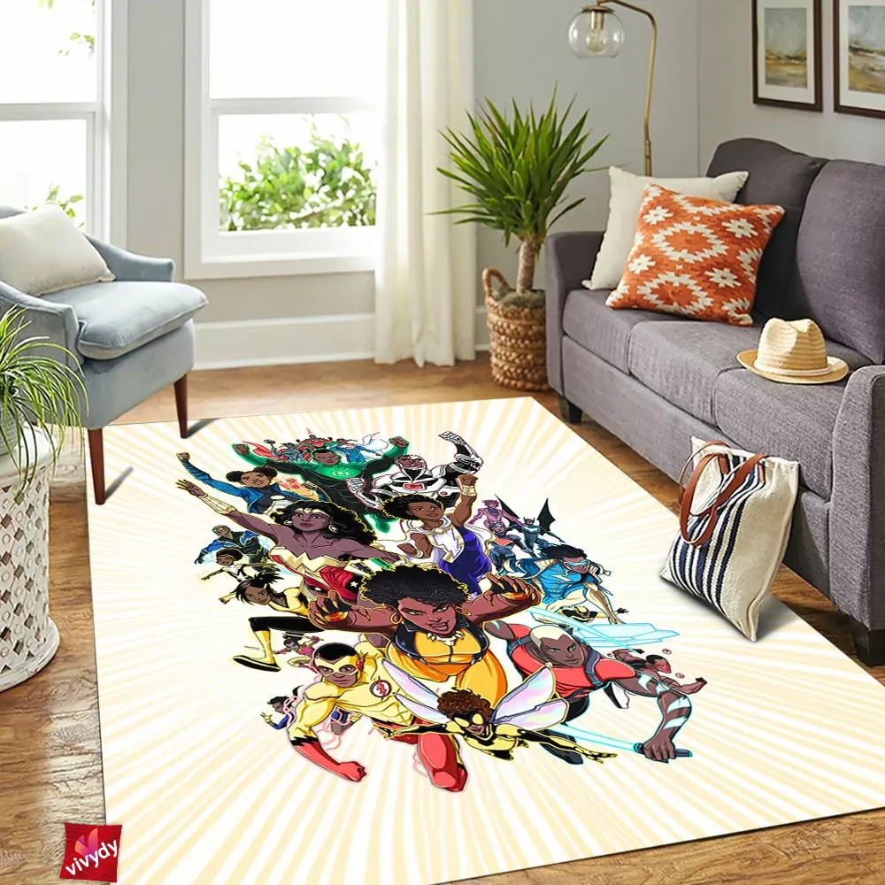 Black Superheroes Of The Comic Rectangle Rug