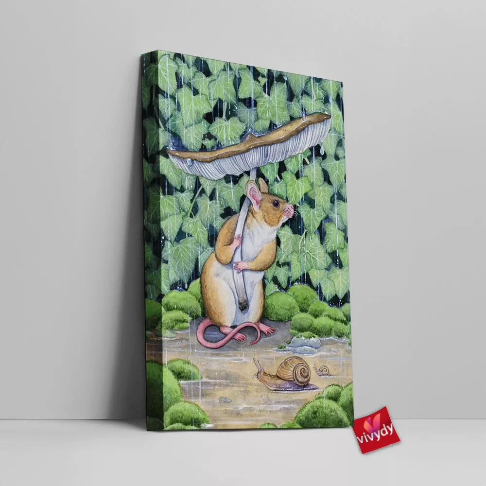 Spring Shower Rat Canvas Wall Art