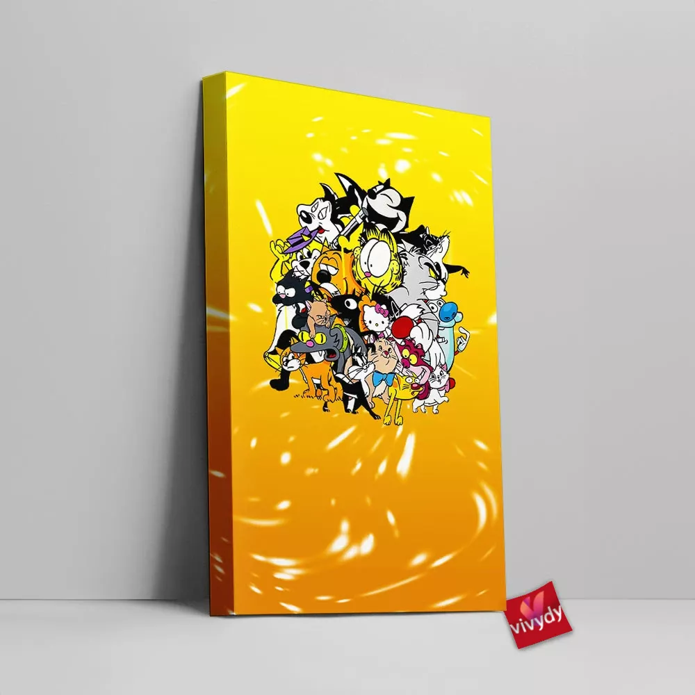 Cartoon Cats Canvas Wall Art