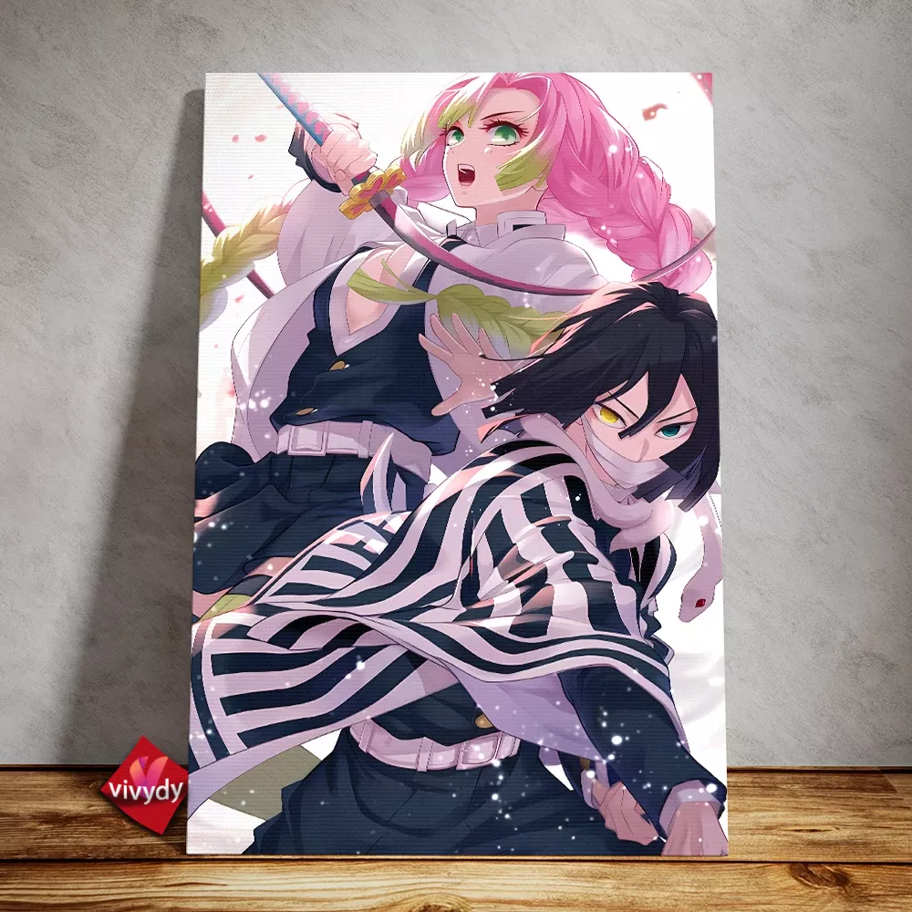 Demon Slayers Mitsuri Kanroji x Obanai Iguro Canvas Wall Art