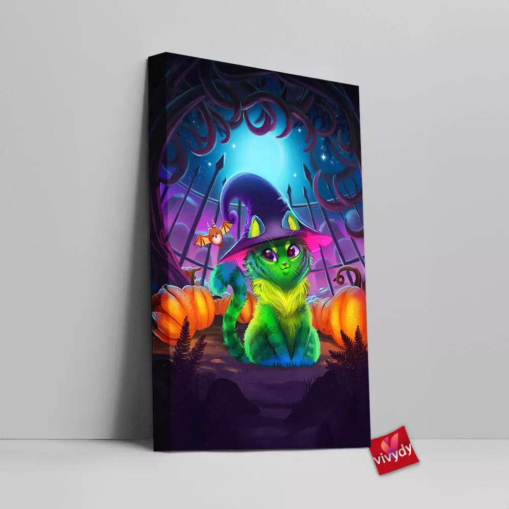 Halloween Kitty Canvas Wall Art