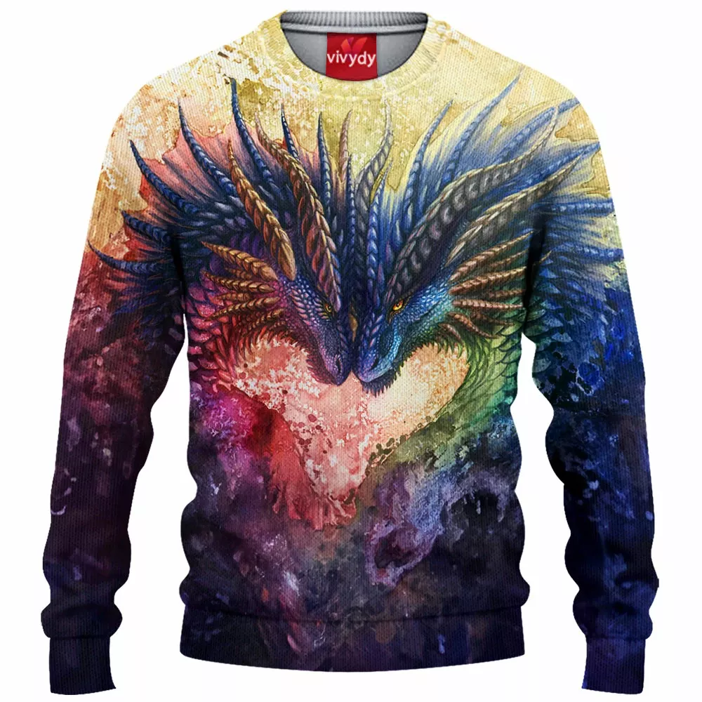 Colorful Dragons Knitted Sweater