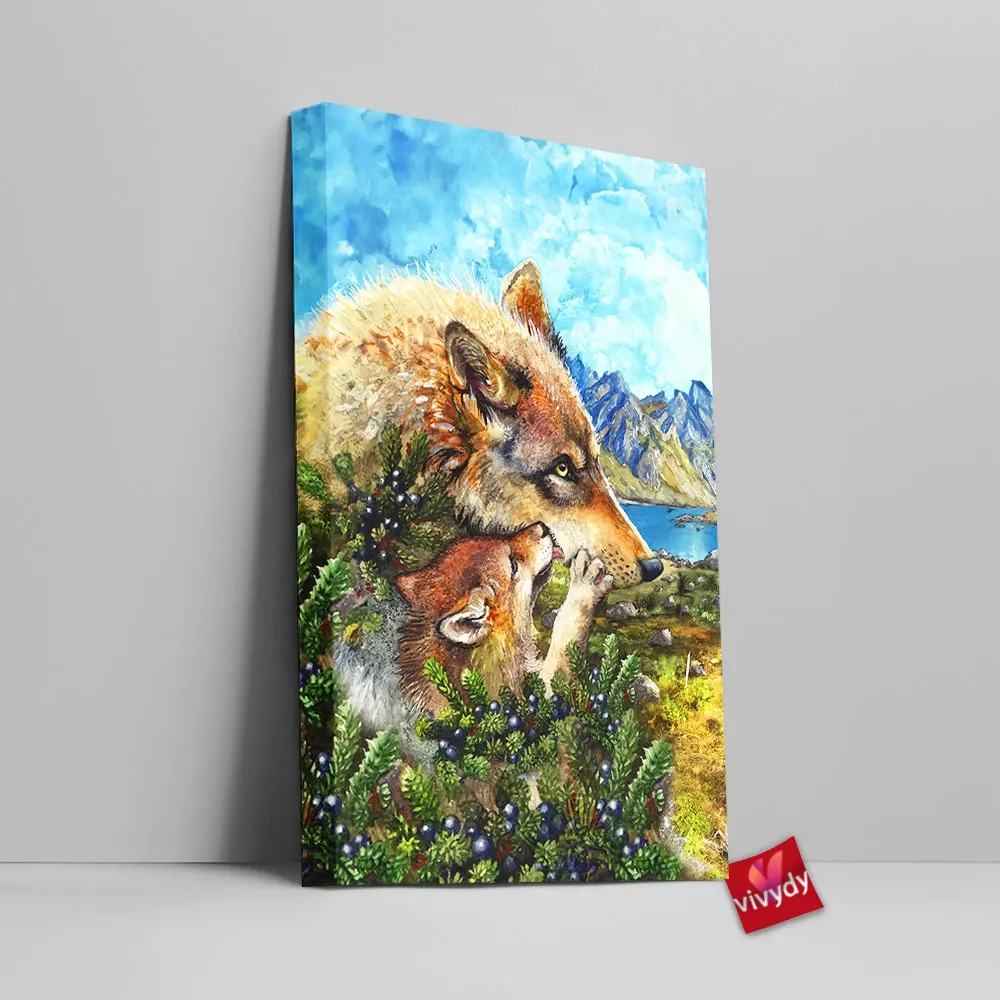 Wolf Cub Kiss Canvas Wall Art