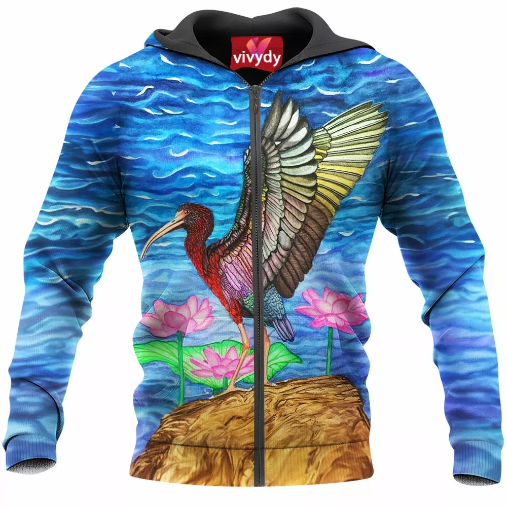 Flower And Bird Zip Hoodie