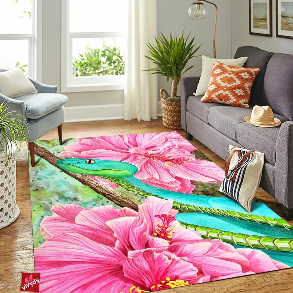 Flower And Snake Rectangle Rug