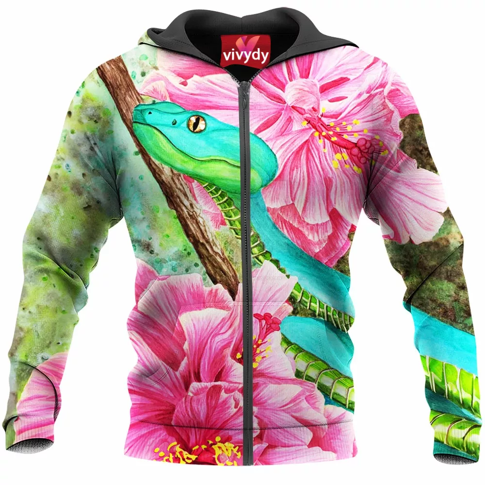 Flower And Snake Zip Hoodie