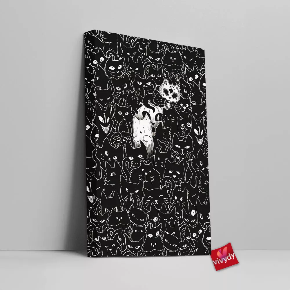 Ink Cats Canvas Wall Art