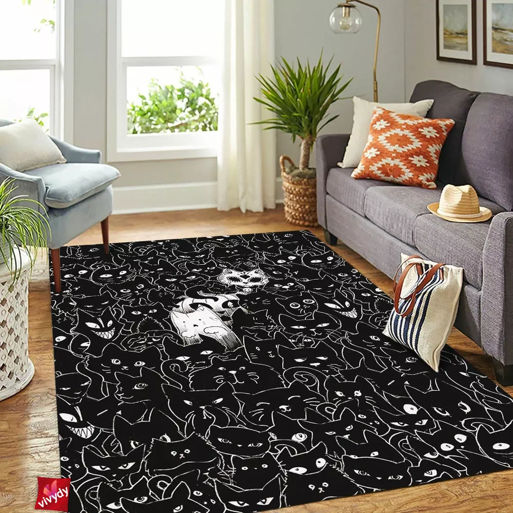 Ink Cats Rectangle Rug