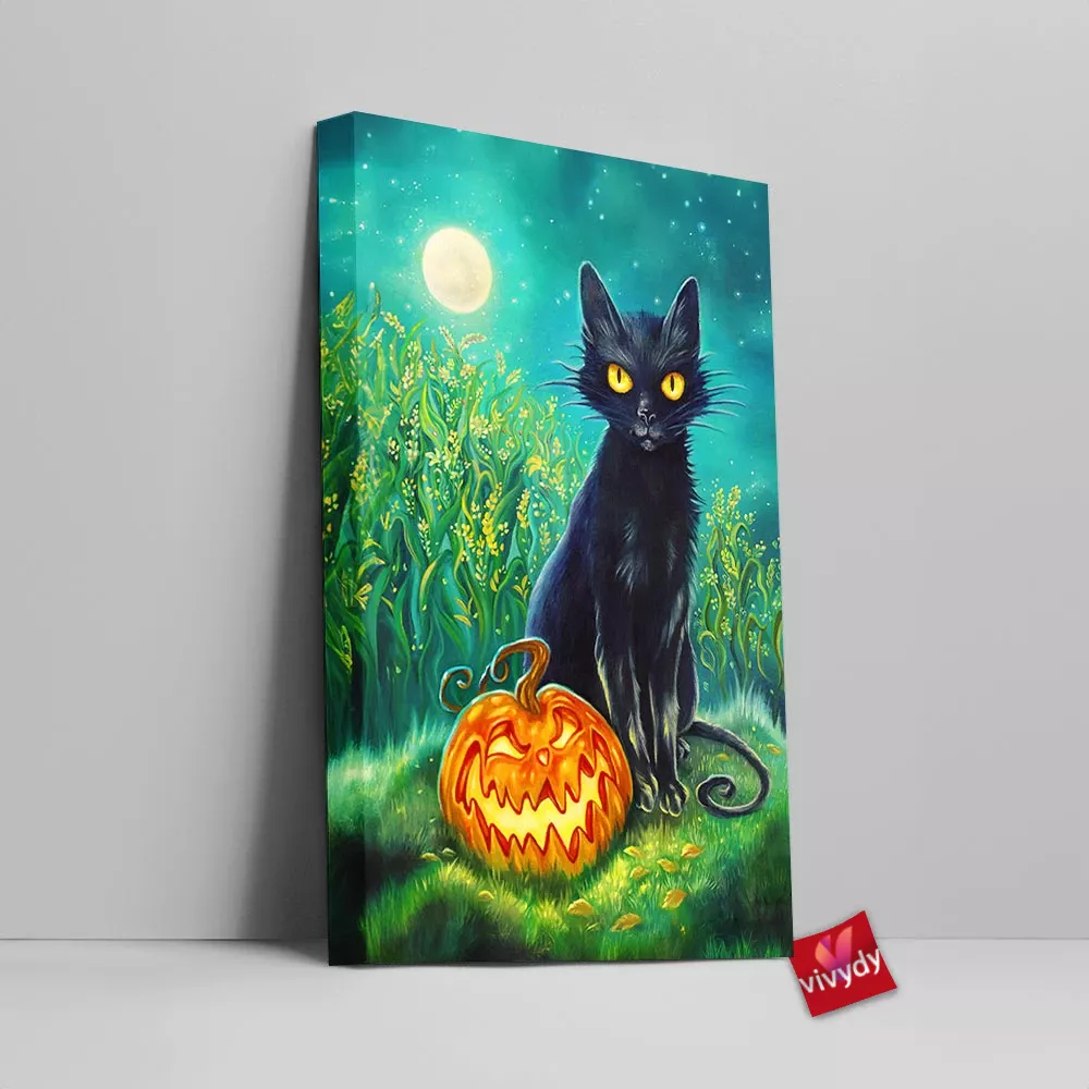 Black Cat Canvas Wall Art