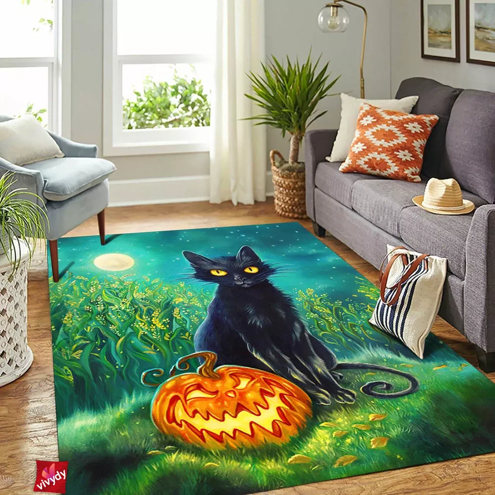 Black Cat Rectangle Rug