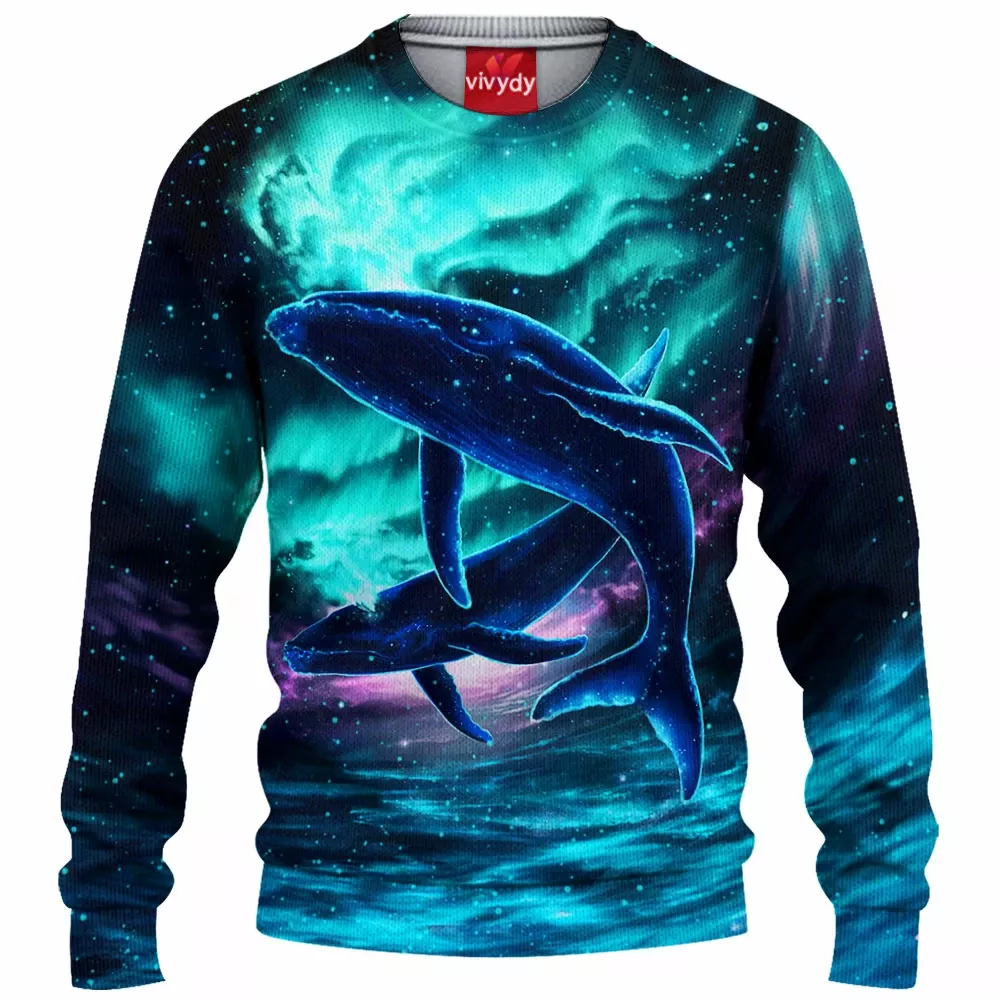 Aurora Galaxy Whale Knitted Sweater