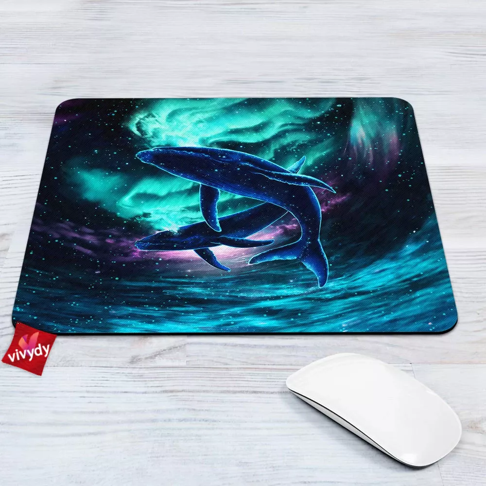 Aurora Galaxy Whale Mouse Pad