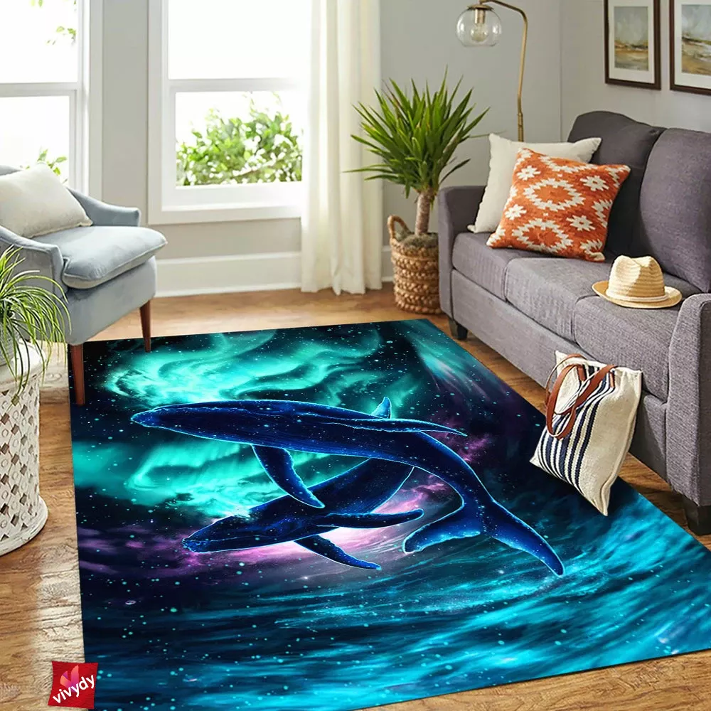 Aurora Galaxy Whale Rectangle Rug