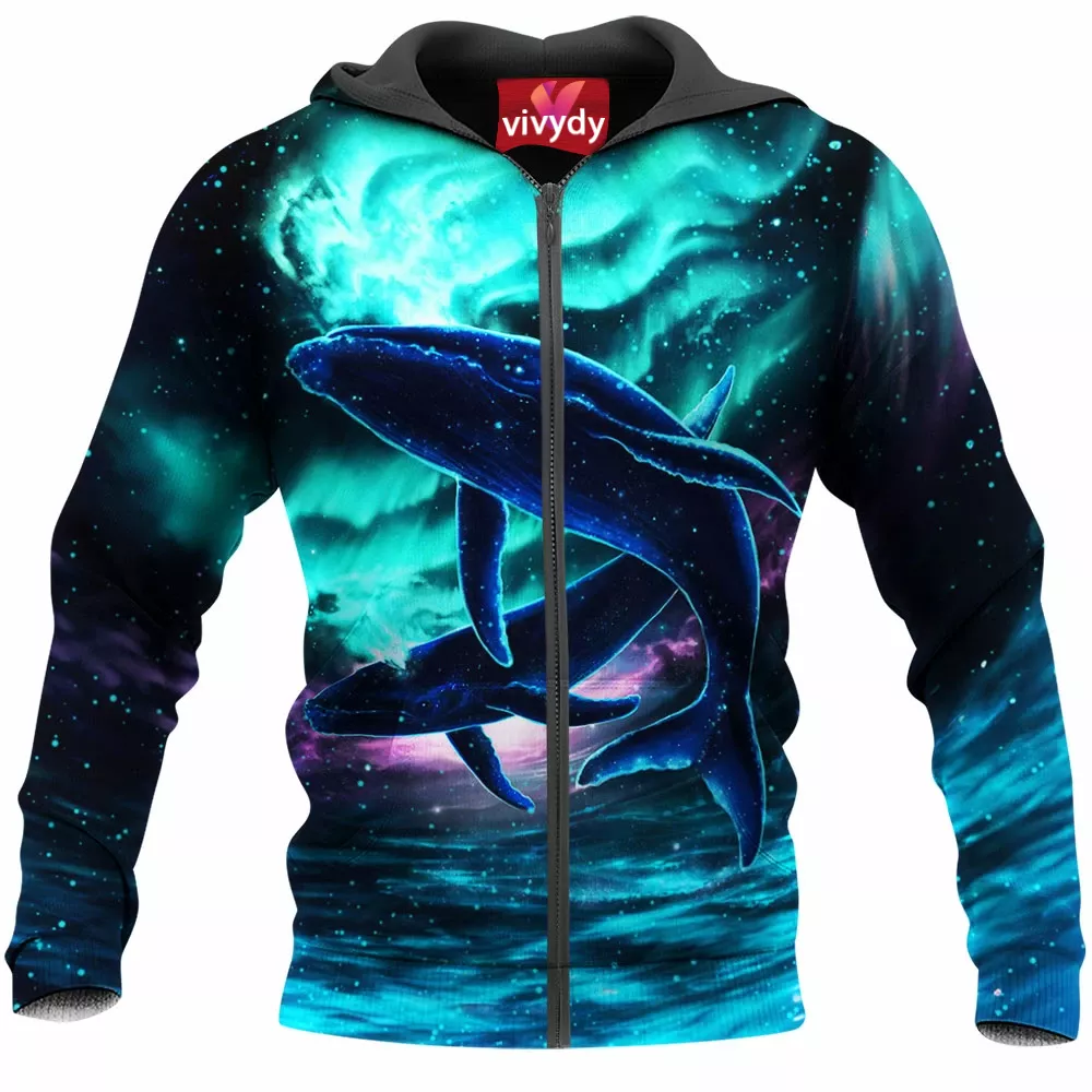 Aurora Galaxy Whale Zip Hoodie