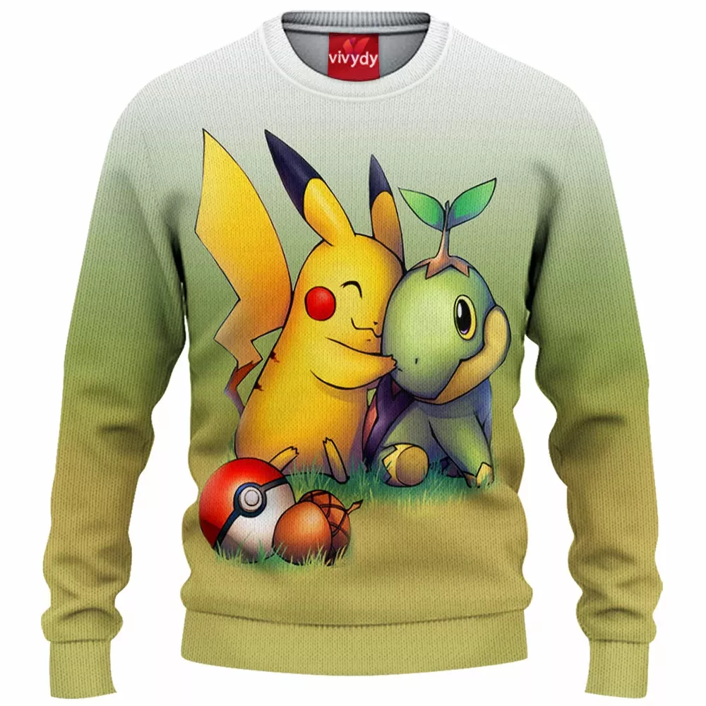 Pikachu Turtwig Knitted Sweater