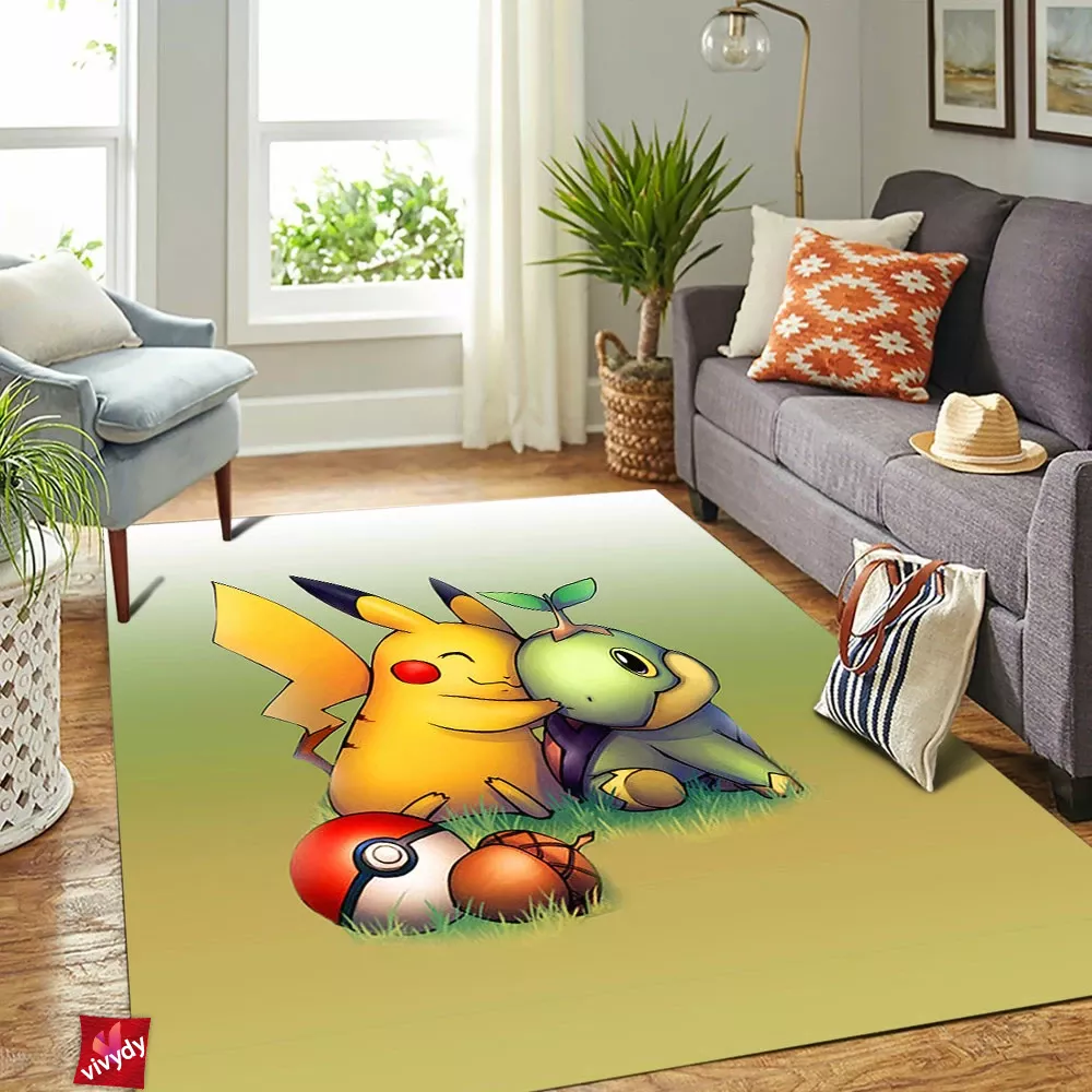 Pikachu Turtwig Rectangle Rug